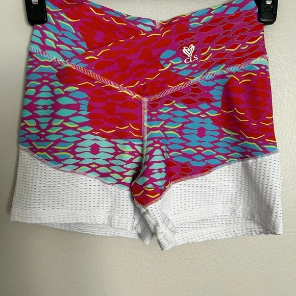 CLS Activewear Scrunch Booty Shorts – Colorful Print, Double Layer, Made in USA - Picture 2 of 7